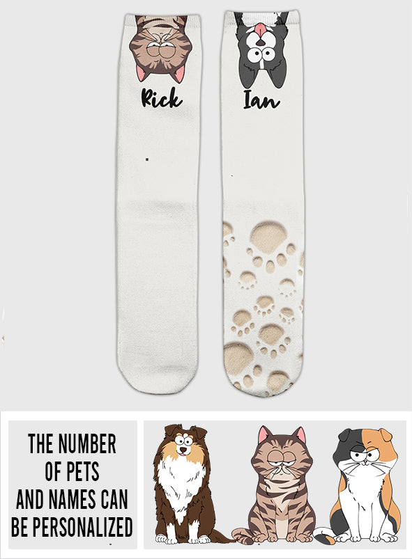 Chaussettes personnalisées pour chats et chiens, idéales pour les amoureux des animaux.