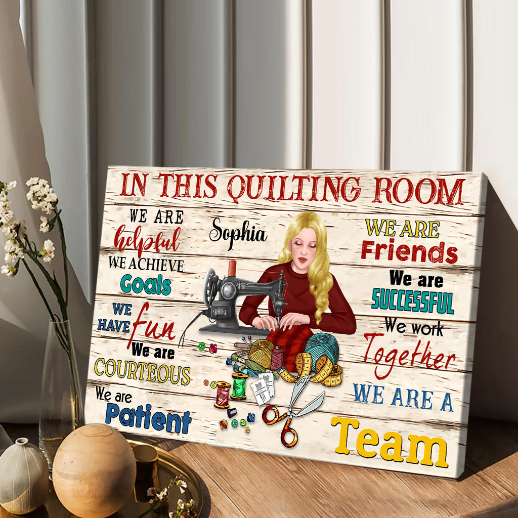 In This Quilting Room - Personalized Quilting Canvas And Poster