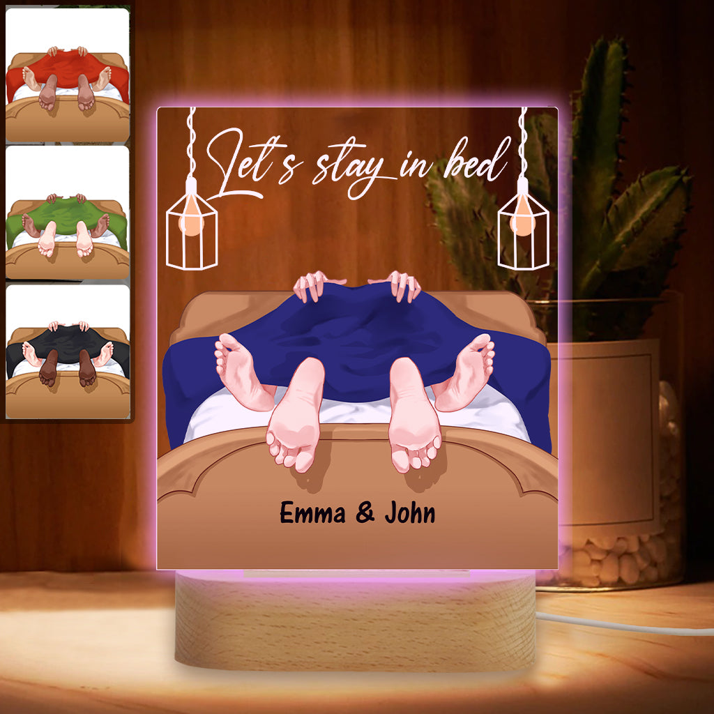 Let's Stay In Bed - Personalized Couple Shaped Plaque Light Base
