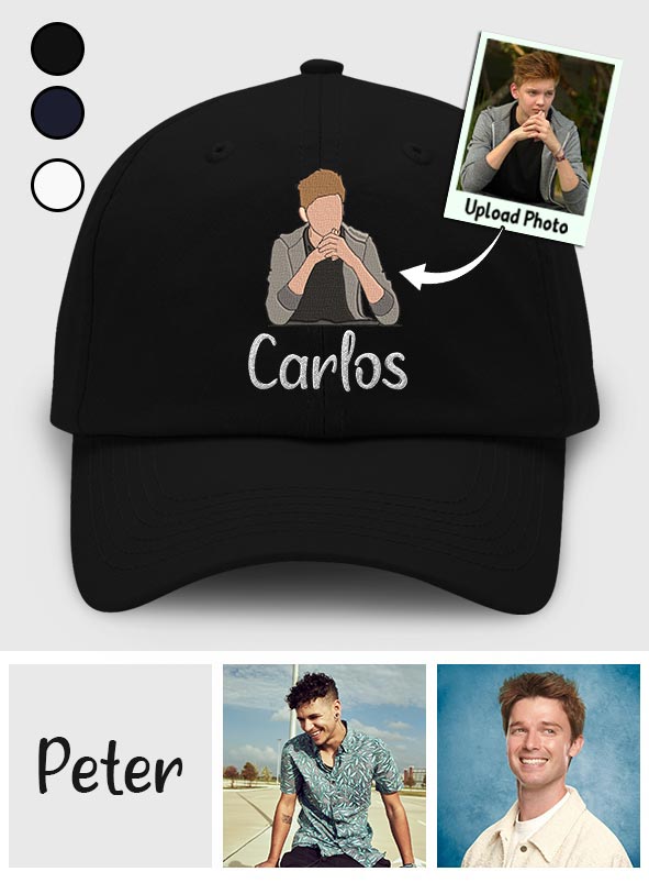 Individuelles 2D-Foto – Personalisierte, bestickte klassische Onkel-Kappe