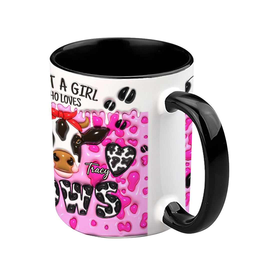 Mug personnalisé « Juste une fille qui aime les vaches » avec motif vache
