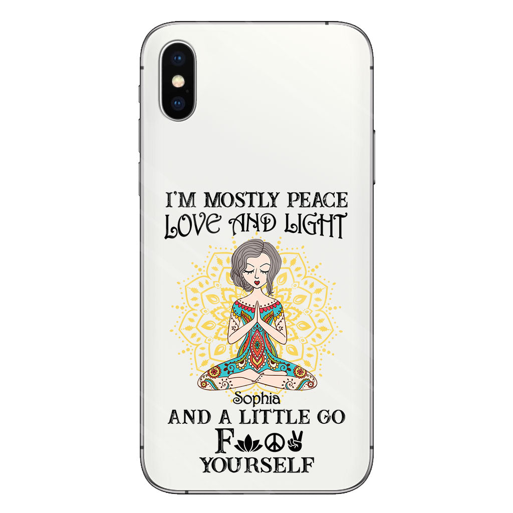 I’m Mostly Peace Love And Light - Personalized Yoga Clear Phone Case