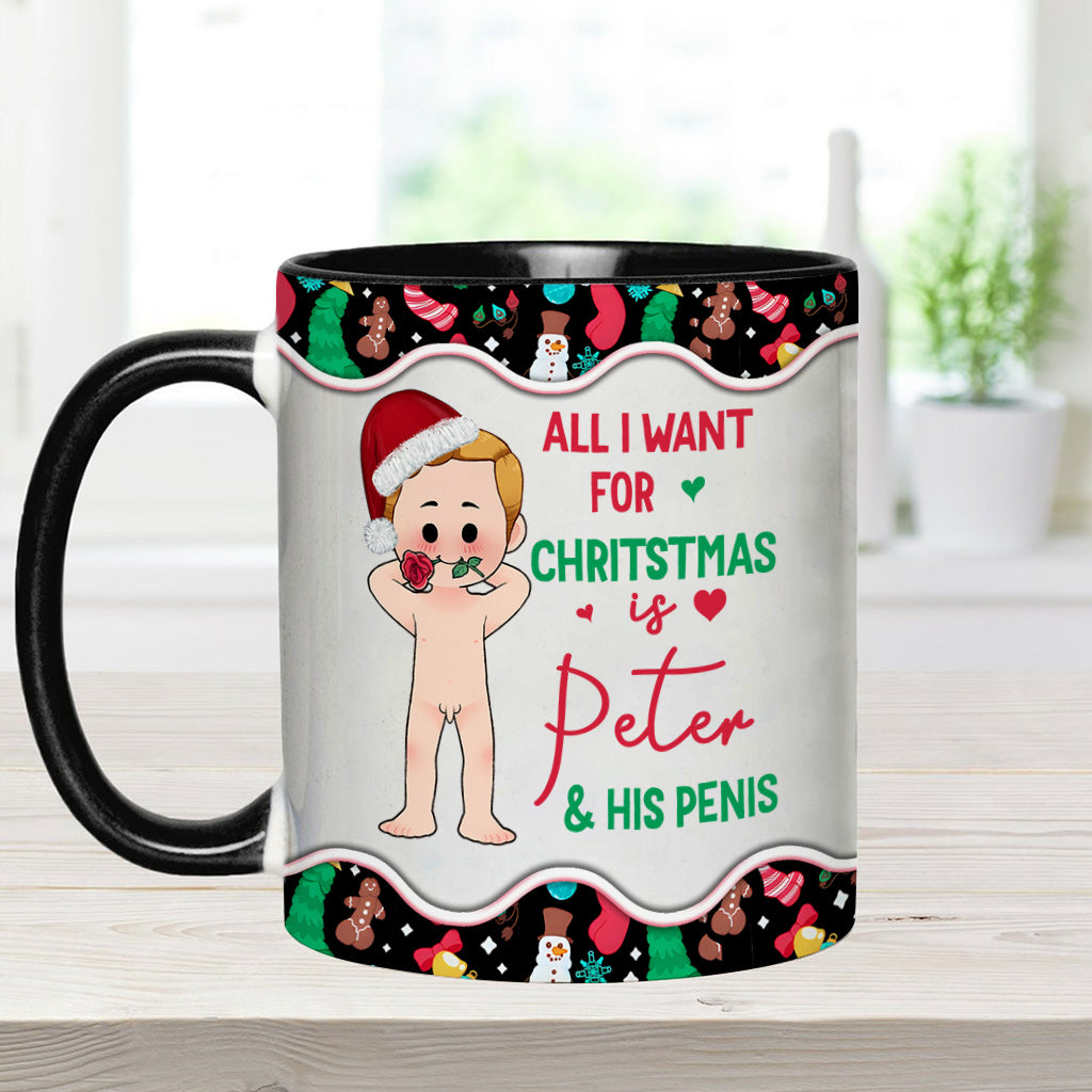 All I Want For Christmas - Personalized Couple Accent Mug