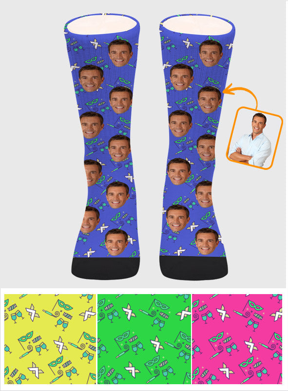Custom Face Party Pattern - Personalized Uncle Socks