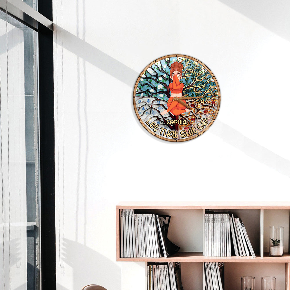 Lâchez prise - Horloge murale de yoga personnalisée