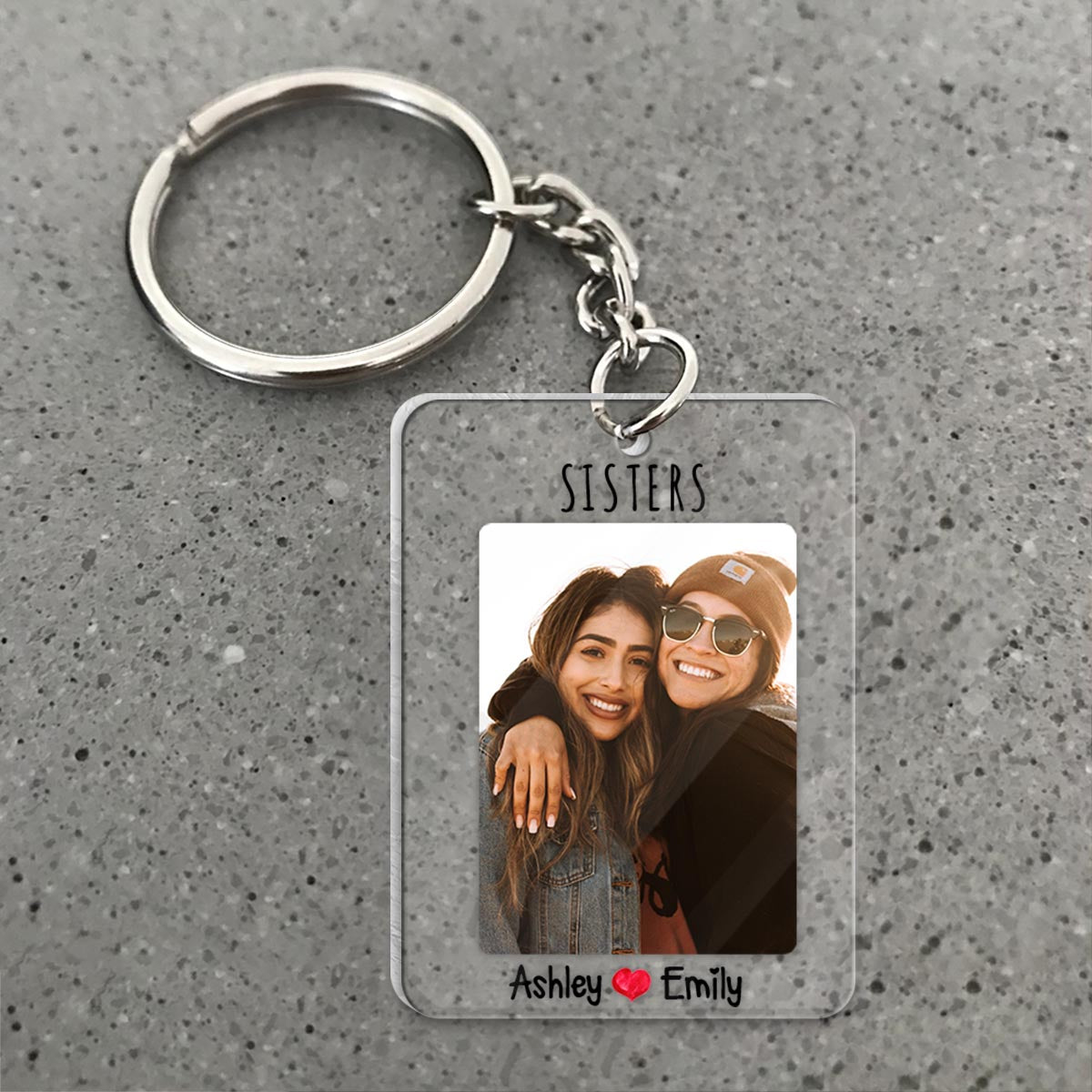Custom Photo - Personalized Sibling Keychain
