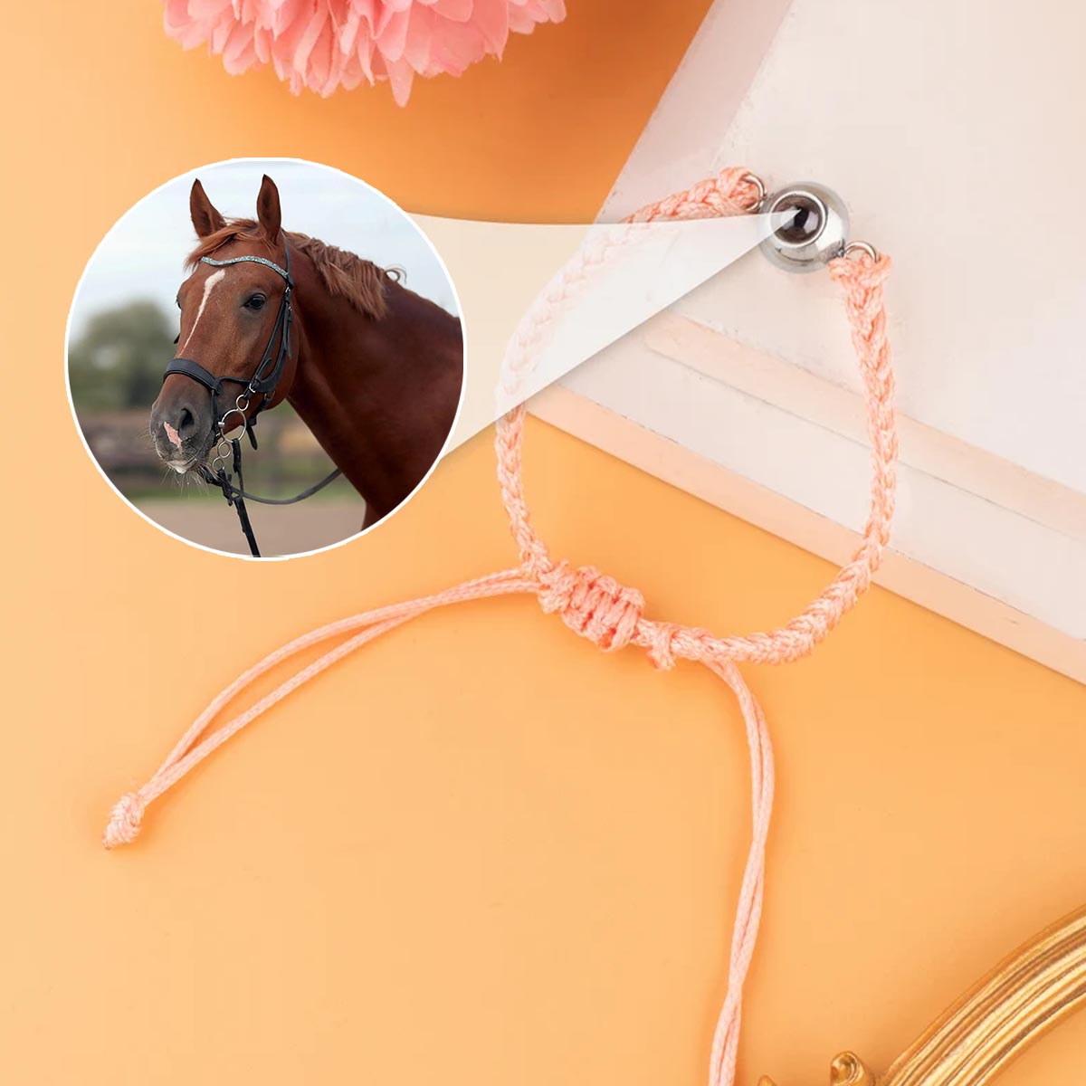 Bracelet à projection de cheval personnalisé « J'aime mon cheval »