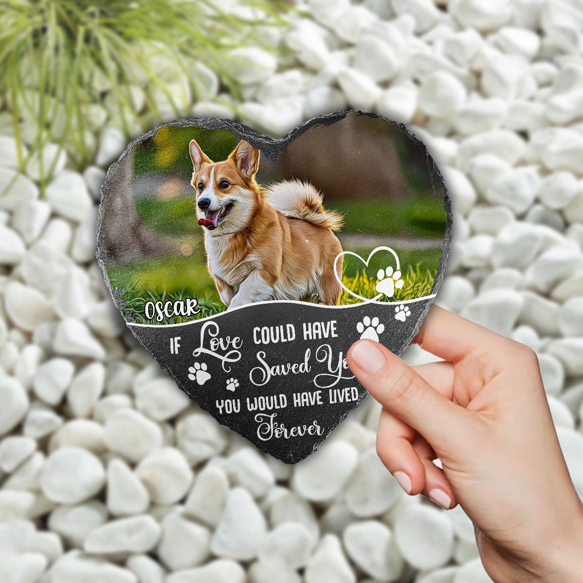 If Love Could Have Saved You - Personalized Dog Heart Shaped Stone