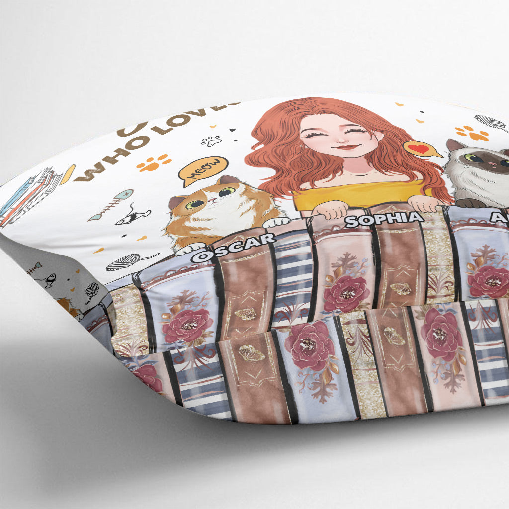 Love Books And Cats - Personalized Book Throw Pillow