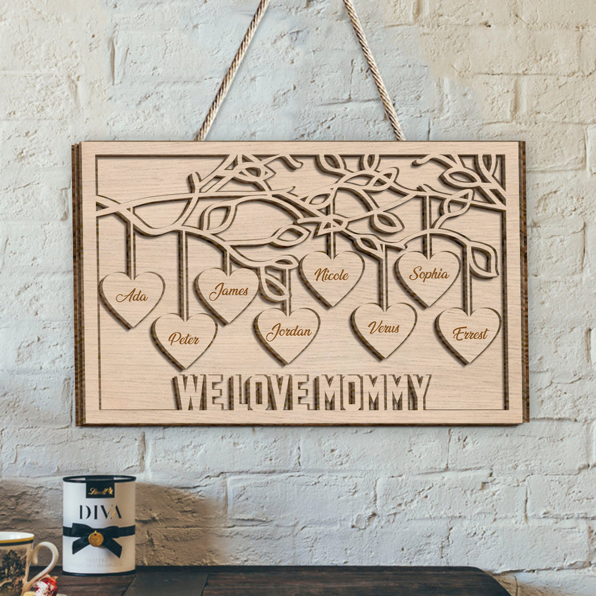 We Love You Mommy/ Nana/ Grandma - Personalized Mother 2 Layered Wood Sign / Wood Plaque