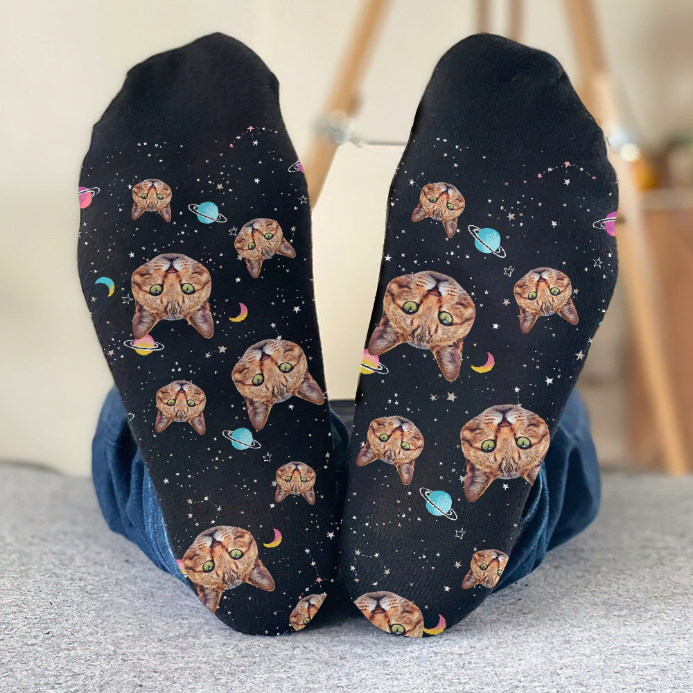 Chaussettes personnalisées pour chat - Visage Galaxie