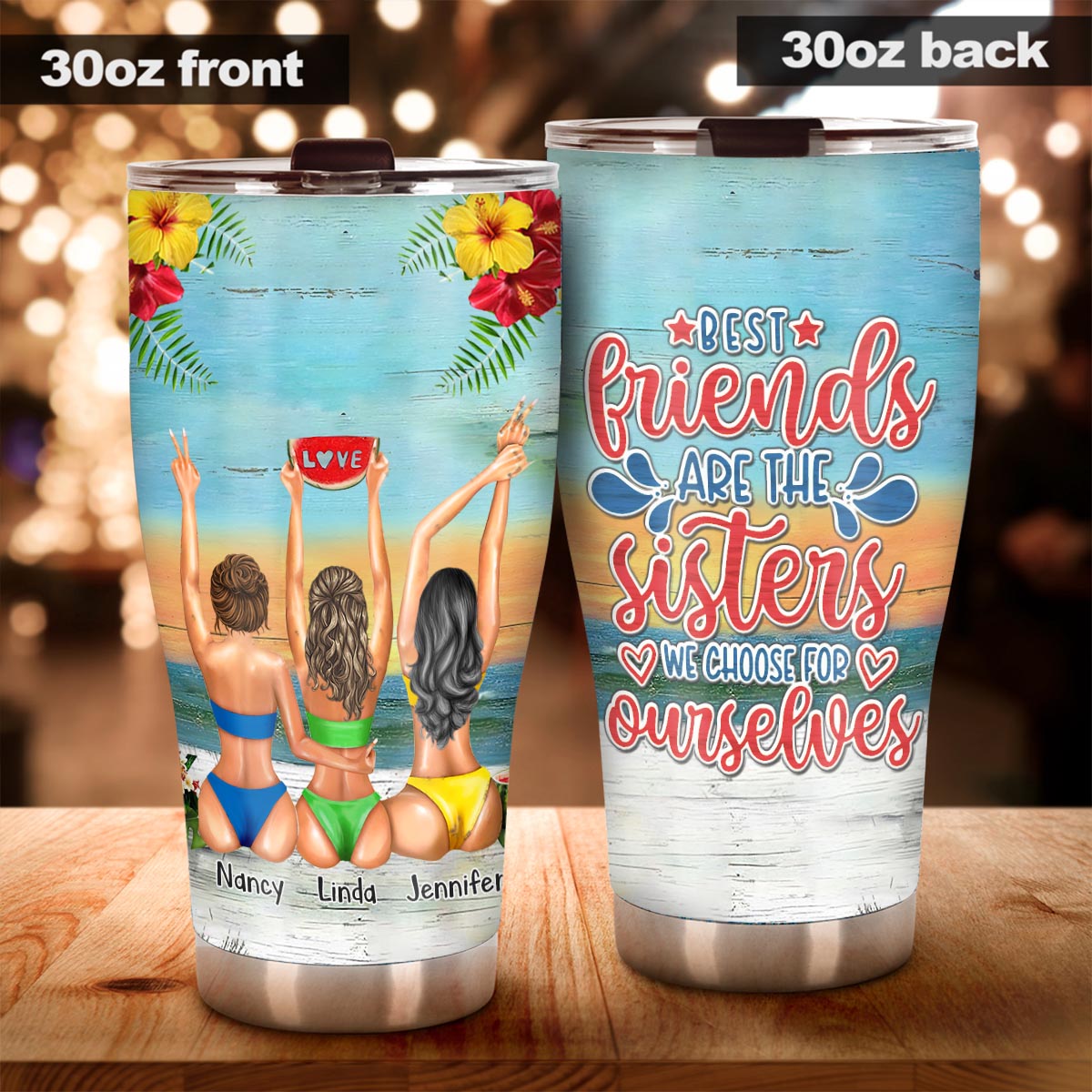 Ich liebe dich bis zum Strand und zurück – Geschenk für die beste Freundin/Schwester – Personalisierter Becher