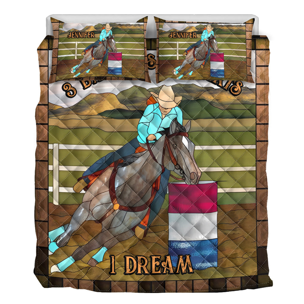 3 Barrels 2 Hearts 1 Dream - Personalized Horse Quilt Set