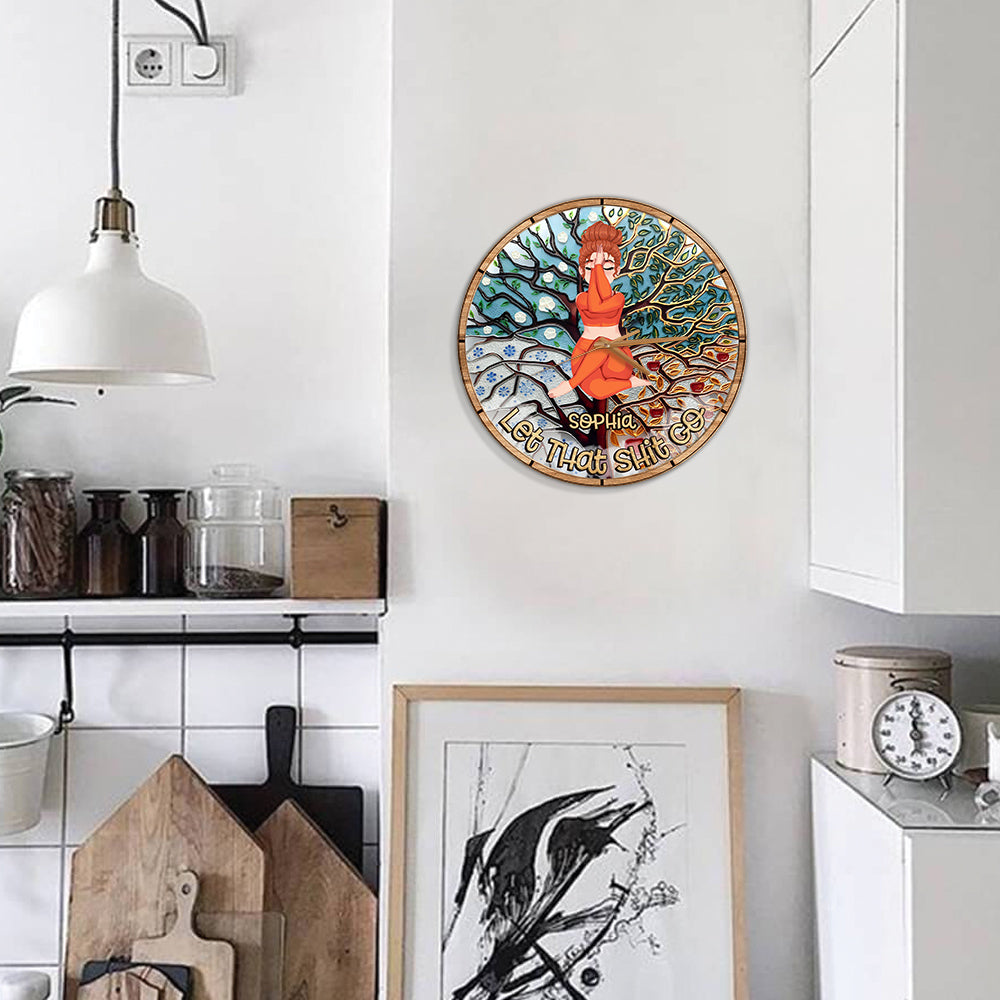 Lâchez prise - Horloge murale de yoga personnalisée