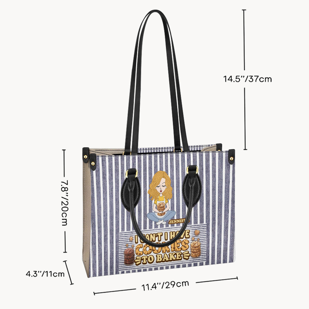 I Can't I Have Cookies To Bake - Personalized Baking Leather Handbag