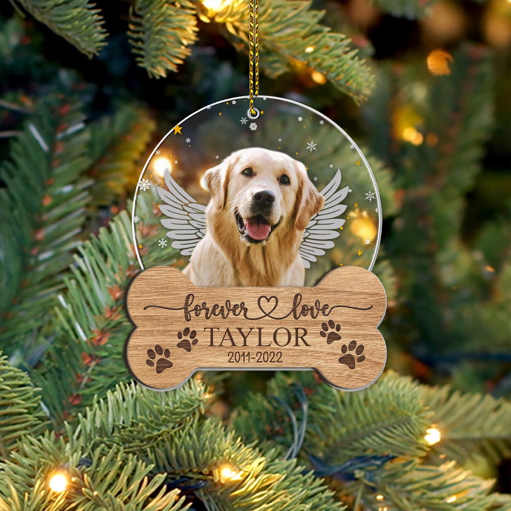 Forever Loved Dog - Gift for dog lovers, who lost dog, who lost cat - Personalized 2 Layered Piece Mix Ornament
