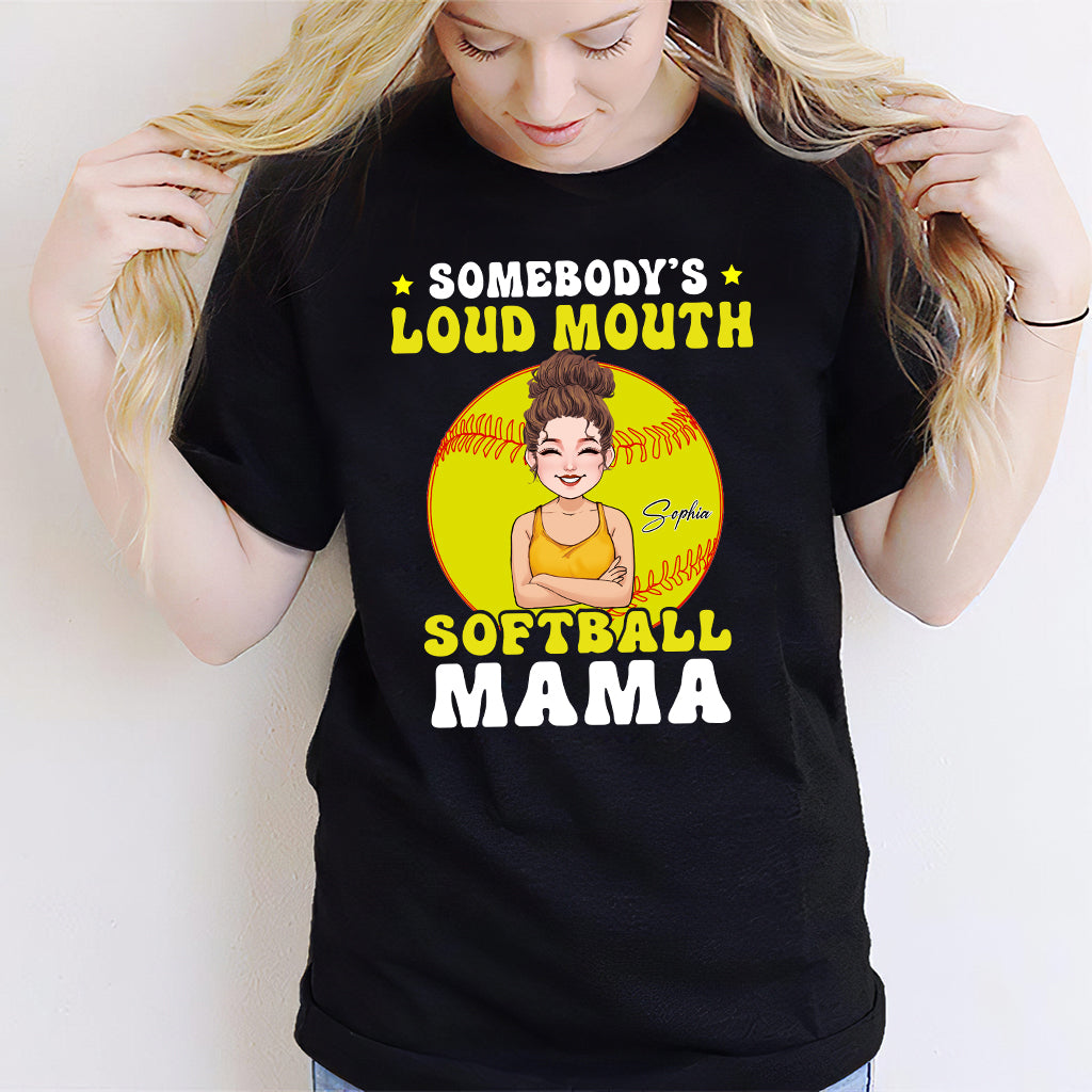 Loud Mouth Softball Mama - Personalized Softball T-shirt And Hoodie