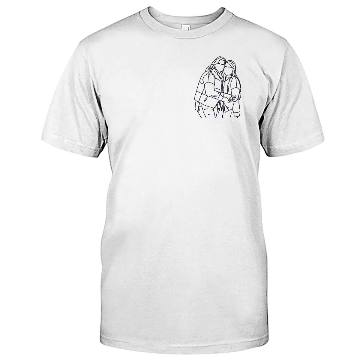 Custom Line Art - Personalized Sibling Embroidered T-shirt