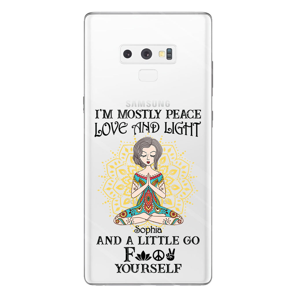 I’m Mostly Peace Love And Light - Personalized Yoga Clear Phone Case