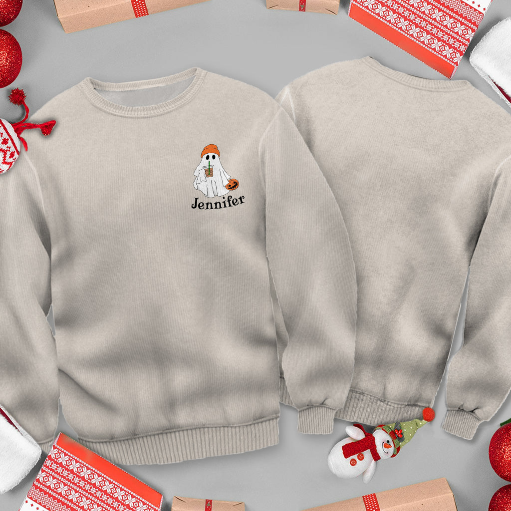 Little Ghost Ice Coffee - Personalized Halloween Ugly Sweater