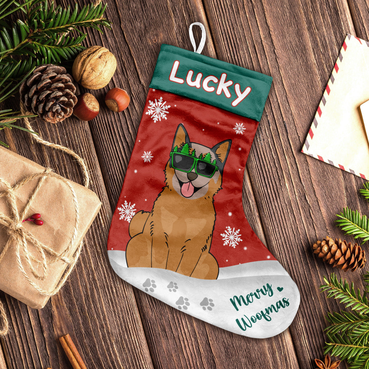 Joyeux Woofmas - Chaussettes de Noël personnalisées pour chiens