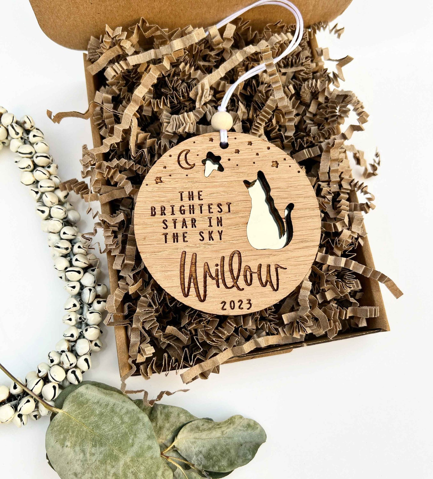 Der hellste Stern am Himmel – Personalisierte Katzen-Spiegelholzfigur