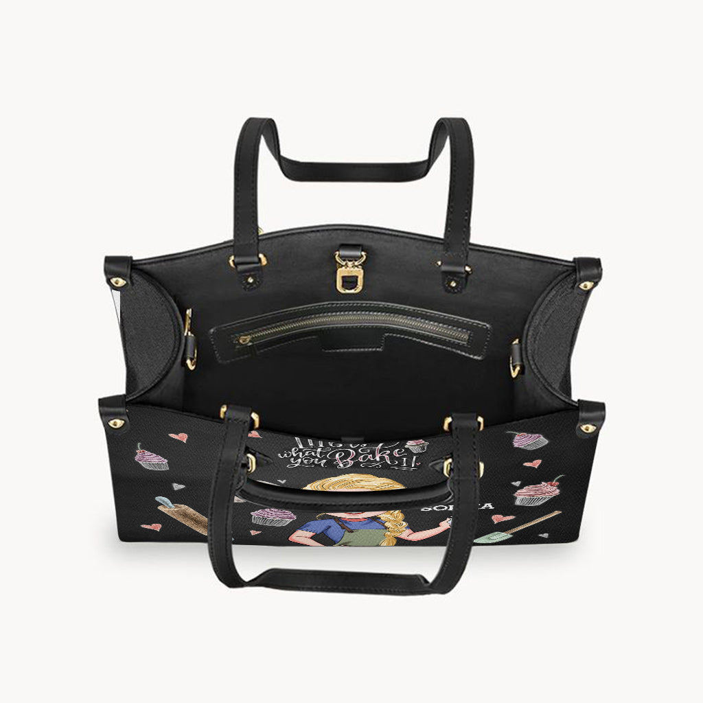 Life Is What You Bake It - Personalized Baking Leather Handbag