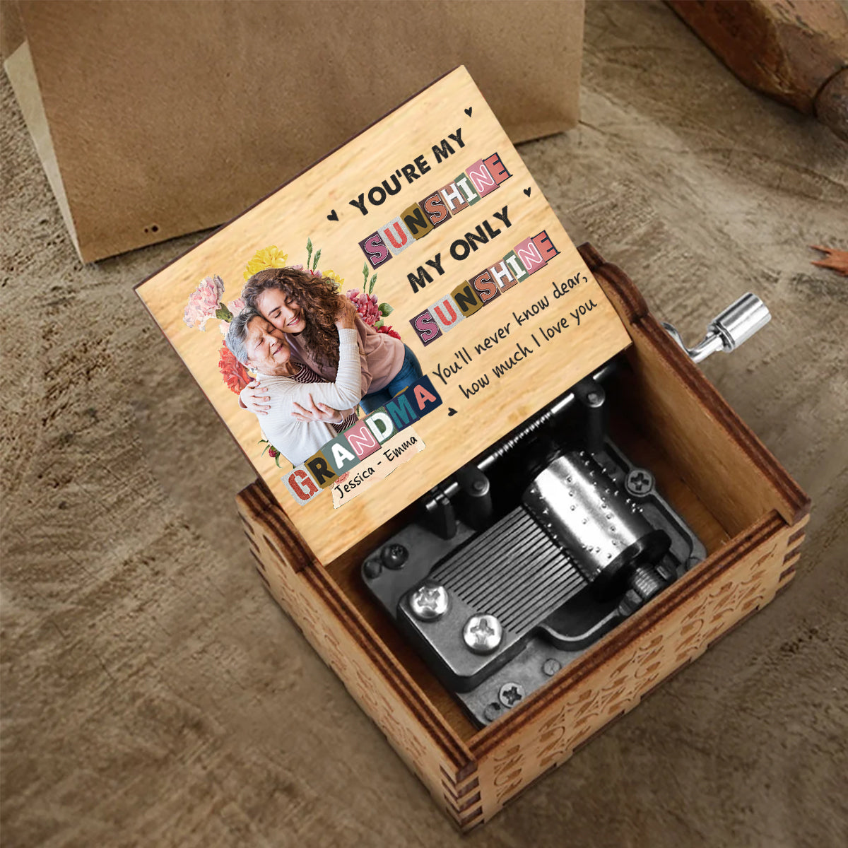 You Are My Sunshine - Gift for mom, grandma - Personalized Hand Crank Music Box