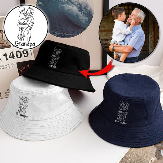 Custom Photo - Personalized Grandpa Embroidered Bucket Hat
