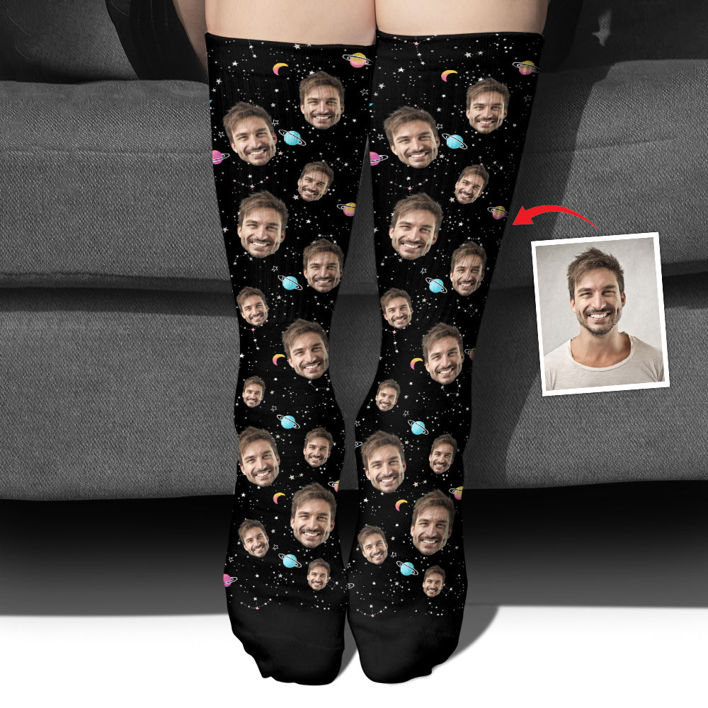 Custom Face Galaxy – Personalisierte Socken für Stiefväter