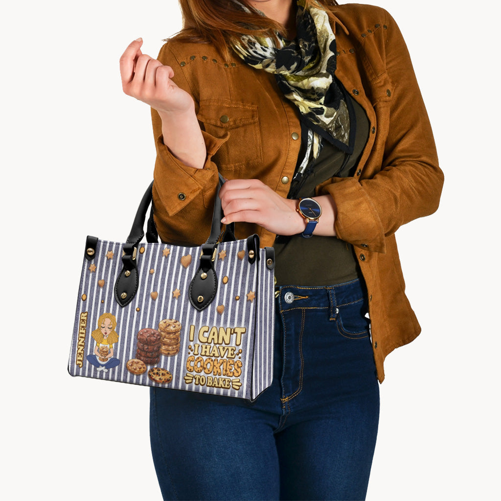 I Can't I Have Cookies To Bake - Personalized Baking Leather Handbag