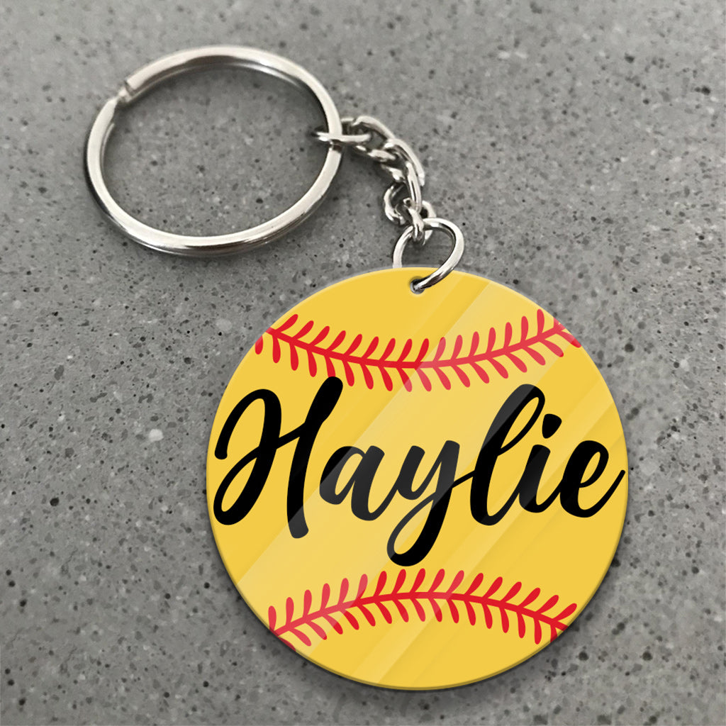 Love Baseball - Personalized Softball Keychain
