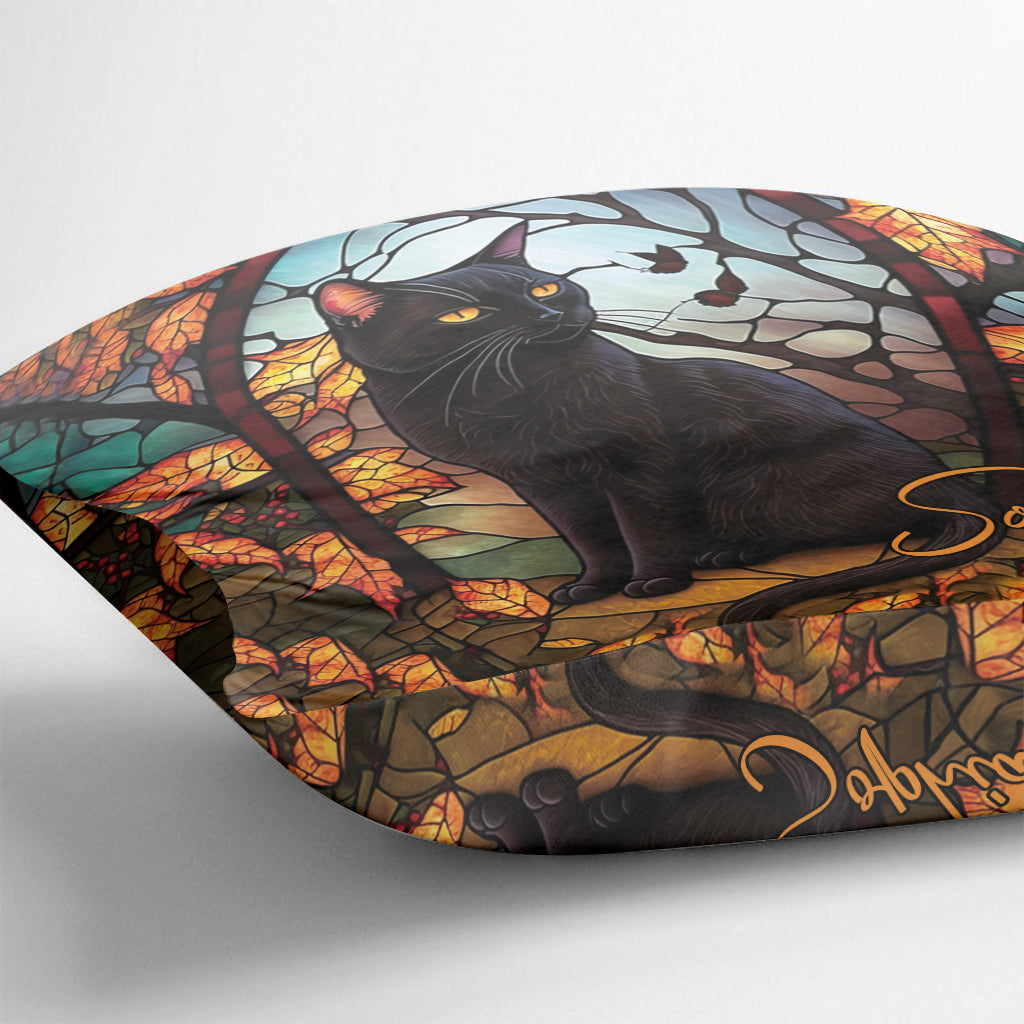 Black Cat - Personalized Black Cat Throw Pillow
