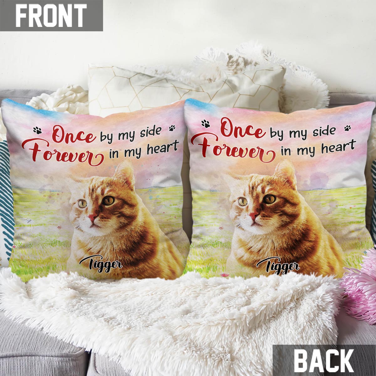 Für immer in meinem Herzen – personalisiertes Hunde-Dekokissen