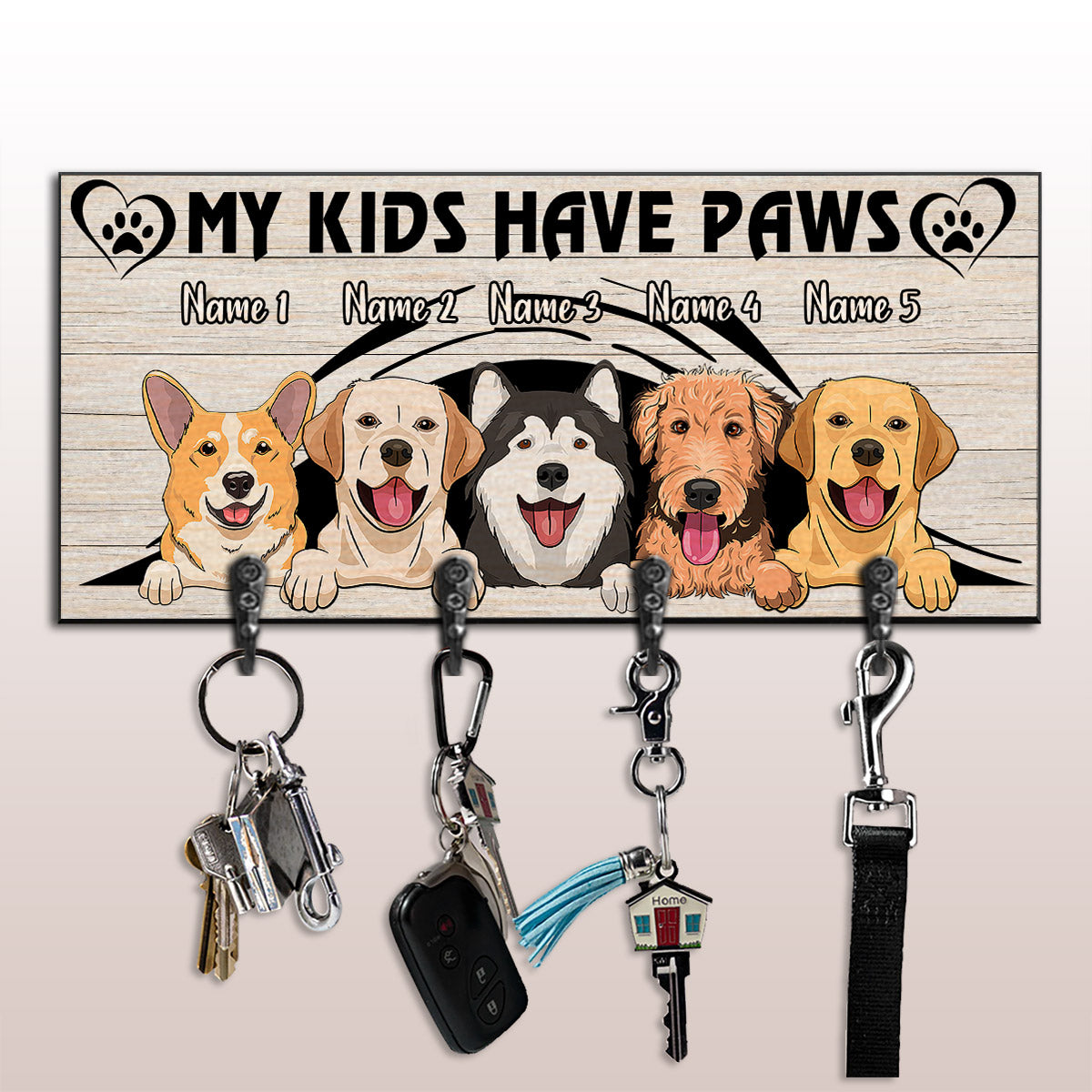My Kids Have Paws - Personalized Dog Key Rack