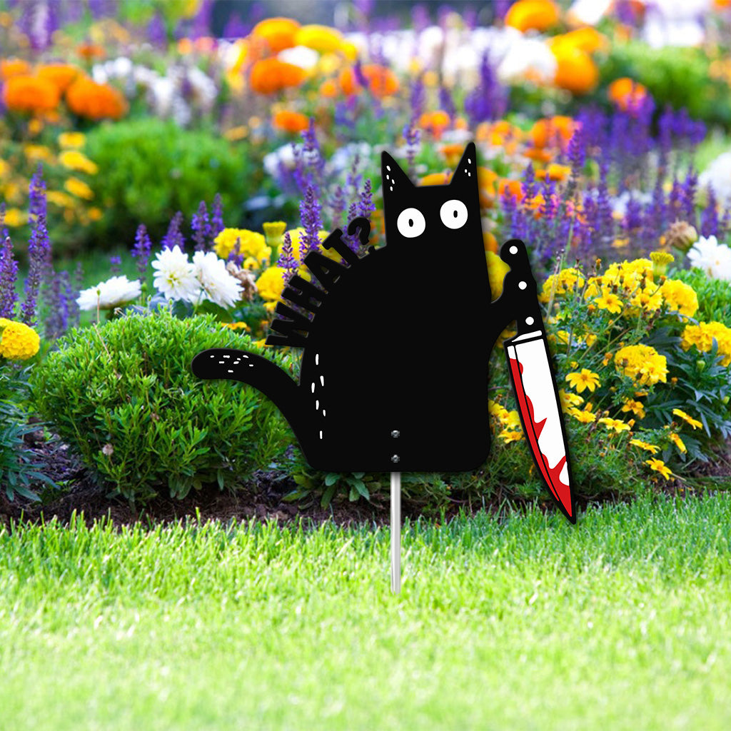 What? - Black Cat Metal Garden Art
