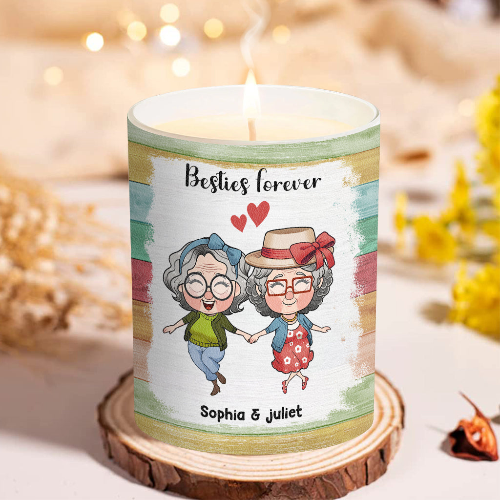 We'll Be Friends Until We're Old - Personalized Bestie Candle With Wooden Lid