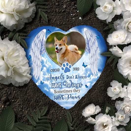 Angels Have Paws - Personalized Dog Heart Shaped Stone