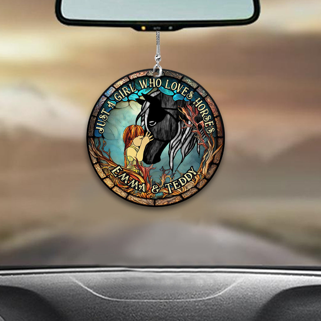 Juste une fille qui aime les chevaux - Ornement de voiture personnalisé à motif cheval (face unique)