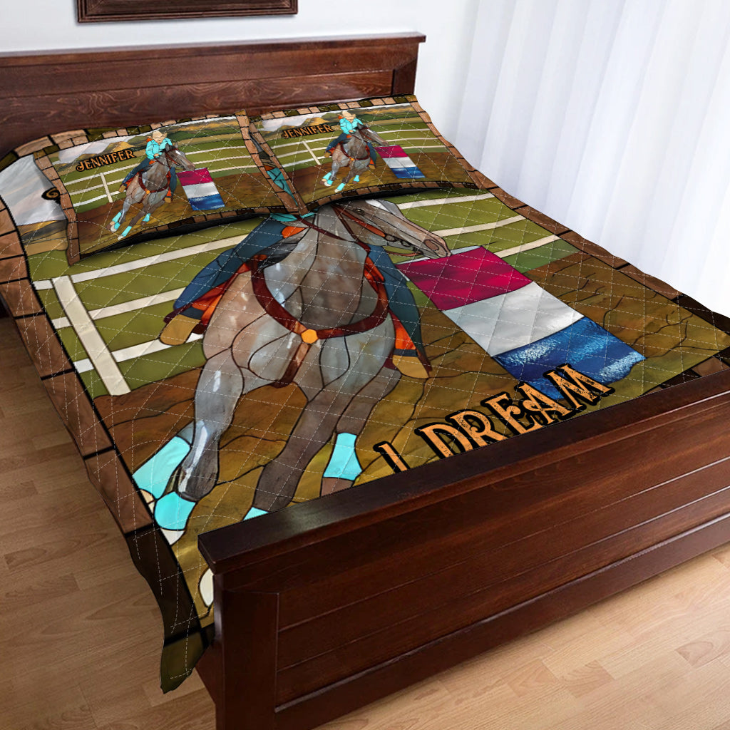 3 Barrels 2 Hearts 1 Dream - Personalized Horse Quilt Set