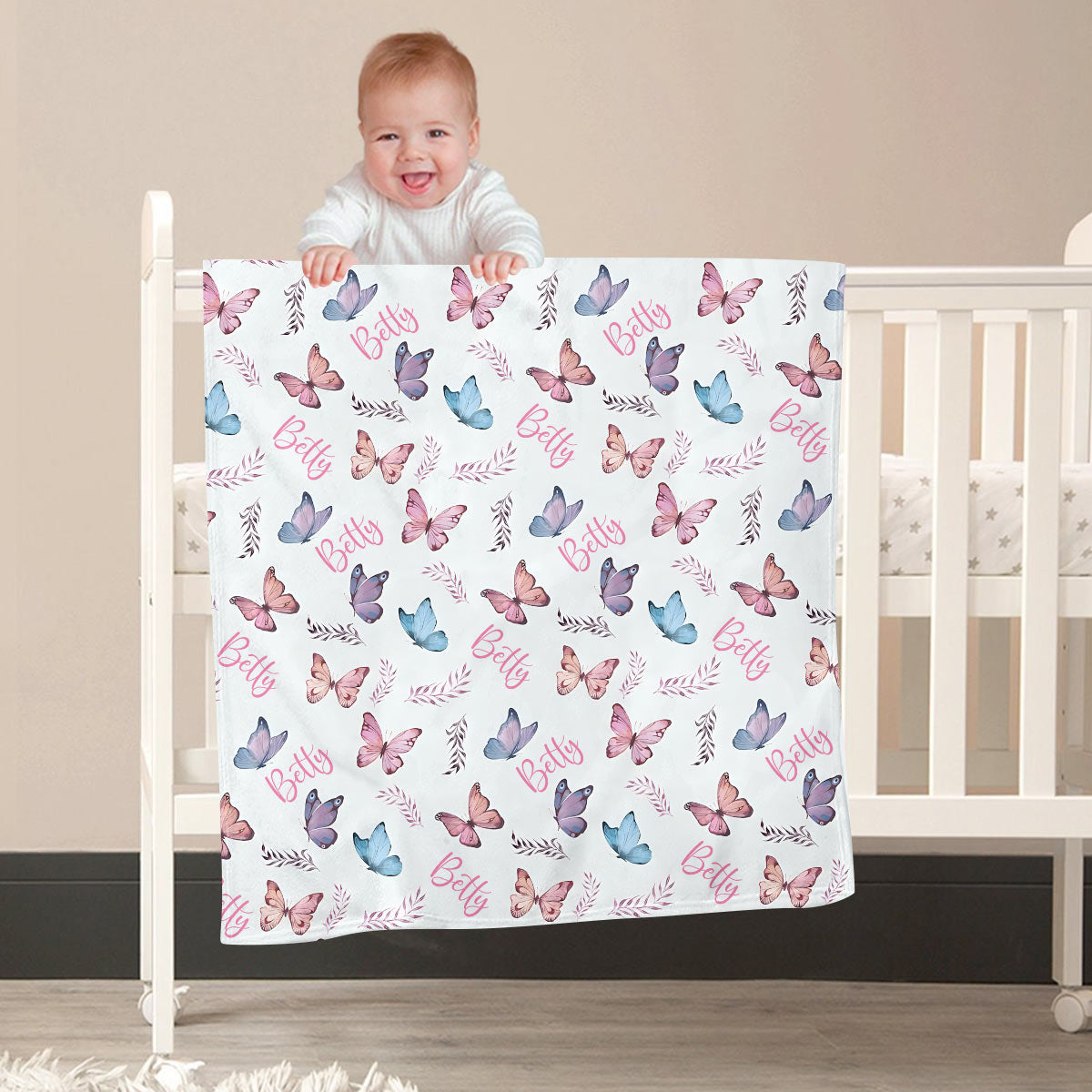 Couverture personnalisée papillon pour nouveau-né