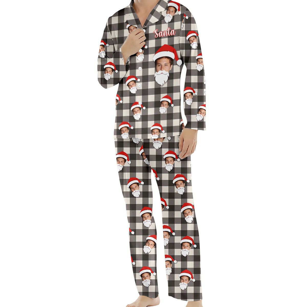 Santa's Favorite Ho - Personalized Couple Button Down Pajamas