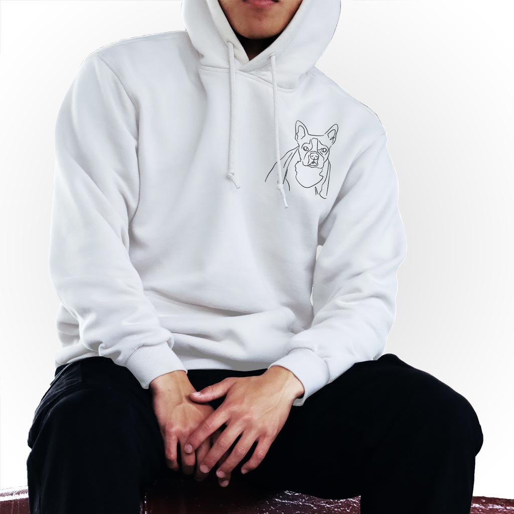 Individuelle Linienzeichnung – Personalisierter Hoodie mit Hundestickerei