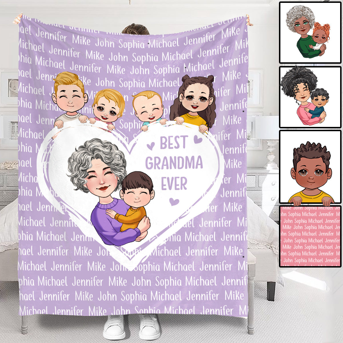 Grandma/Nana/Gigi We Love You - Personalized Grandma Blanket