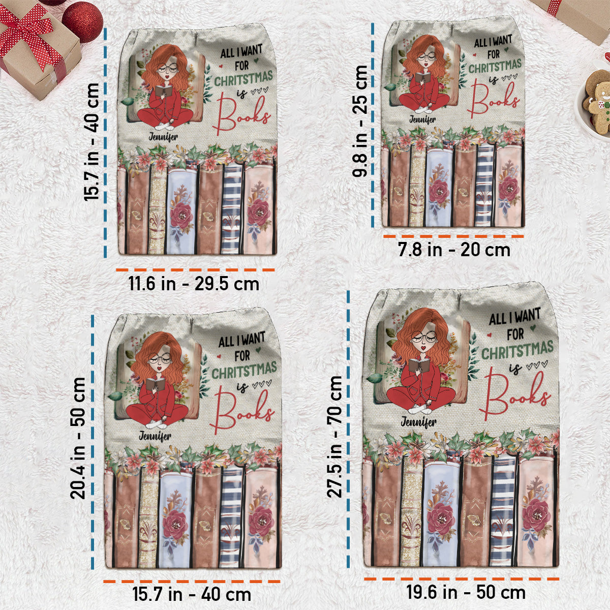 All I Want For Christmas Is Books - Personalized Book Drawstring Tote Bag