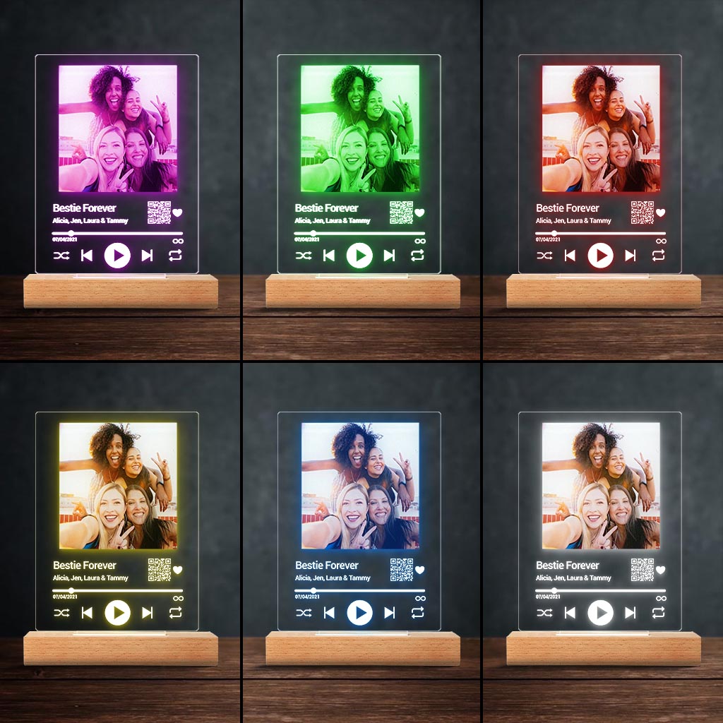 Bestie Forever Personalized Song - Personalized Bestie Shaped Plaque Light Base