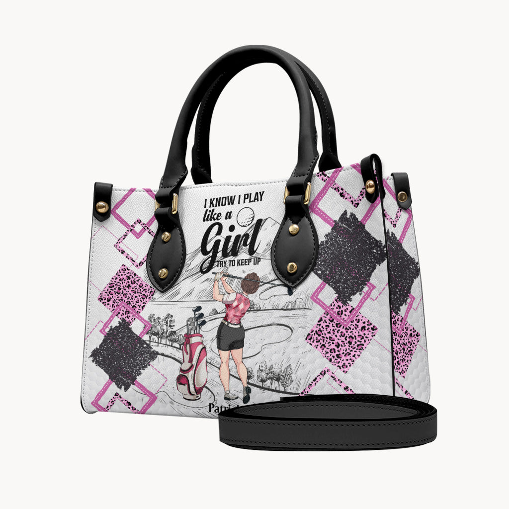 Golf Instruction - Golf gift for her, girlfriend, wife, daughter - Personalized Leather Handbag