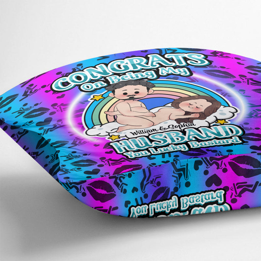 Congrats On Being My Husband - Personalized Husband And Wife Throw Pillow