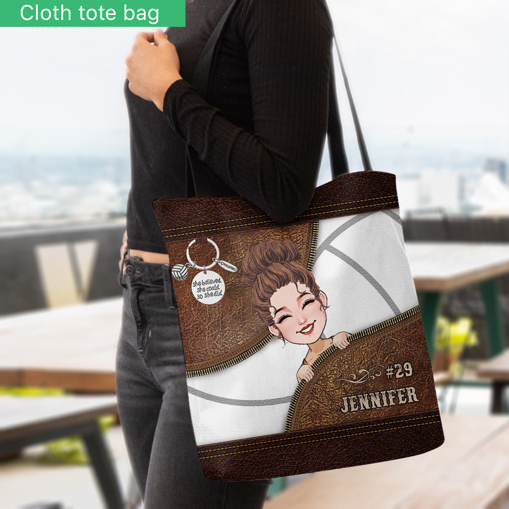 She Believed She Could So She Did - Personalized Volleyball Tote Bag