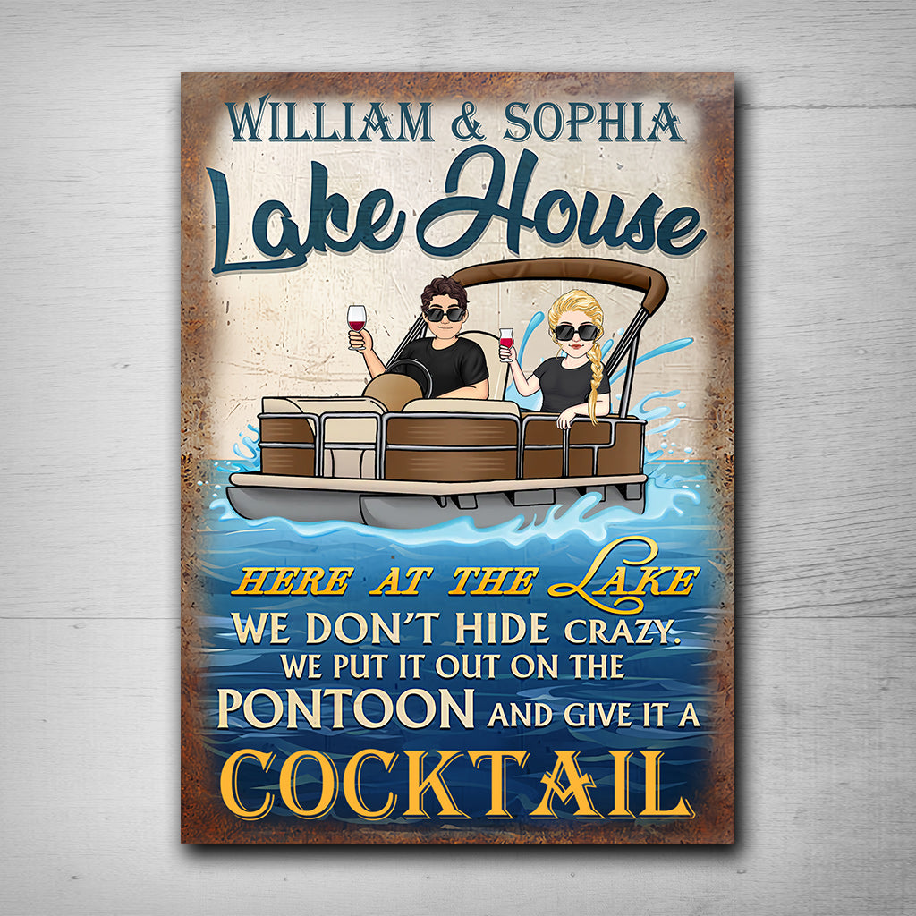 Lake House - Personalized Pontoon Rectangle Metal Sign